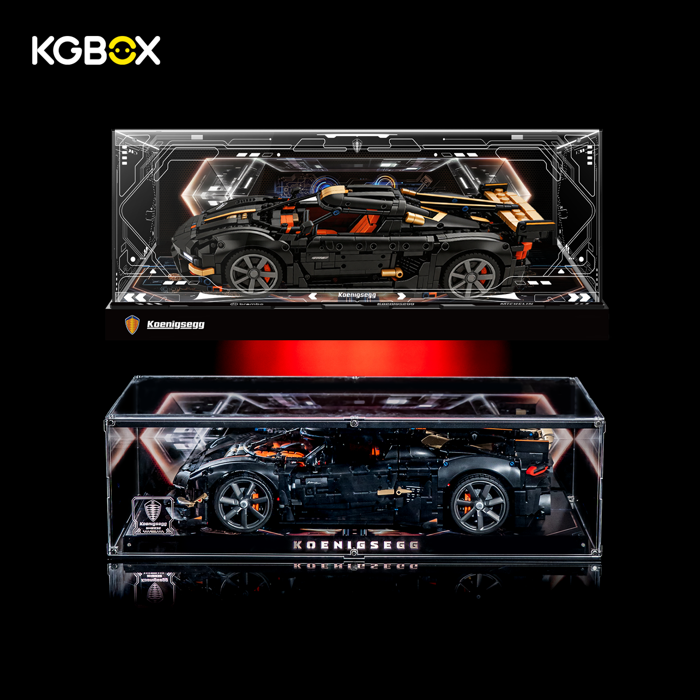 LED UV Display Case for LEGO Technic 42232 Koenigsegg Sadair's
