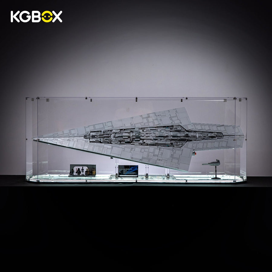 LEGO 75457 Executor Super Star Destroyer inside the KGBOX gem-shaped LED acrylic display case