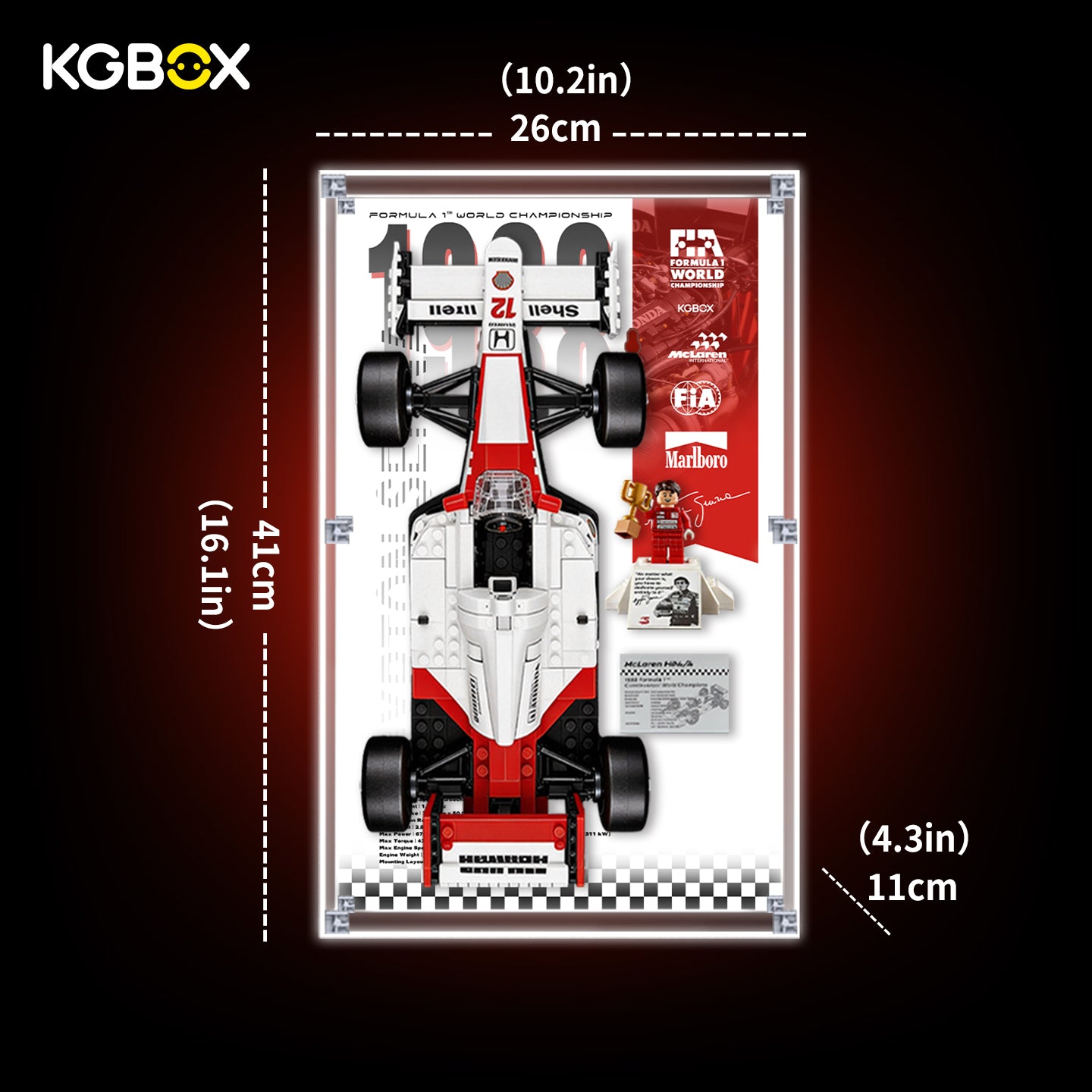 Display Case for LEGO McLaren MP44 & Ayrton Senna (10330) Icons Series
