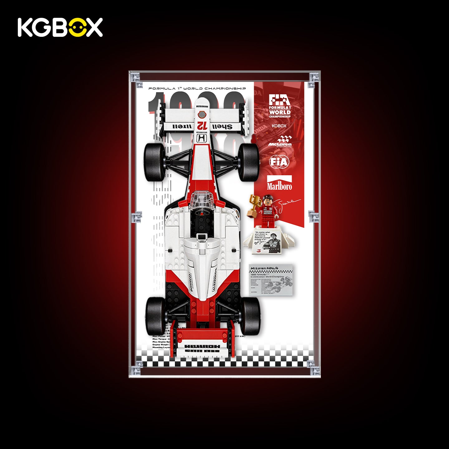 Display Case for LEGO McLaren MP44 & Ayrton Senna (10330) Icons Series