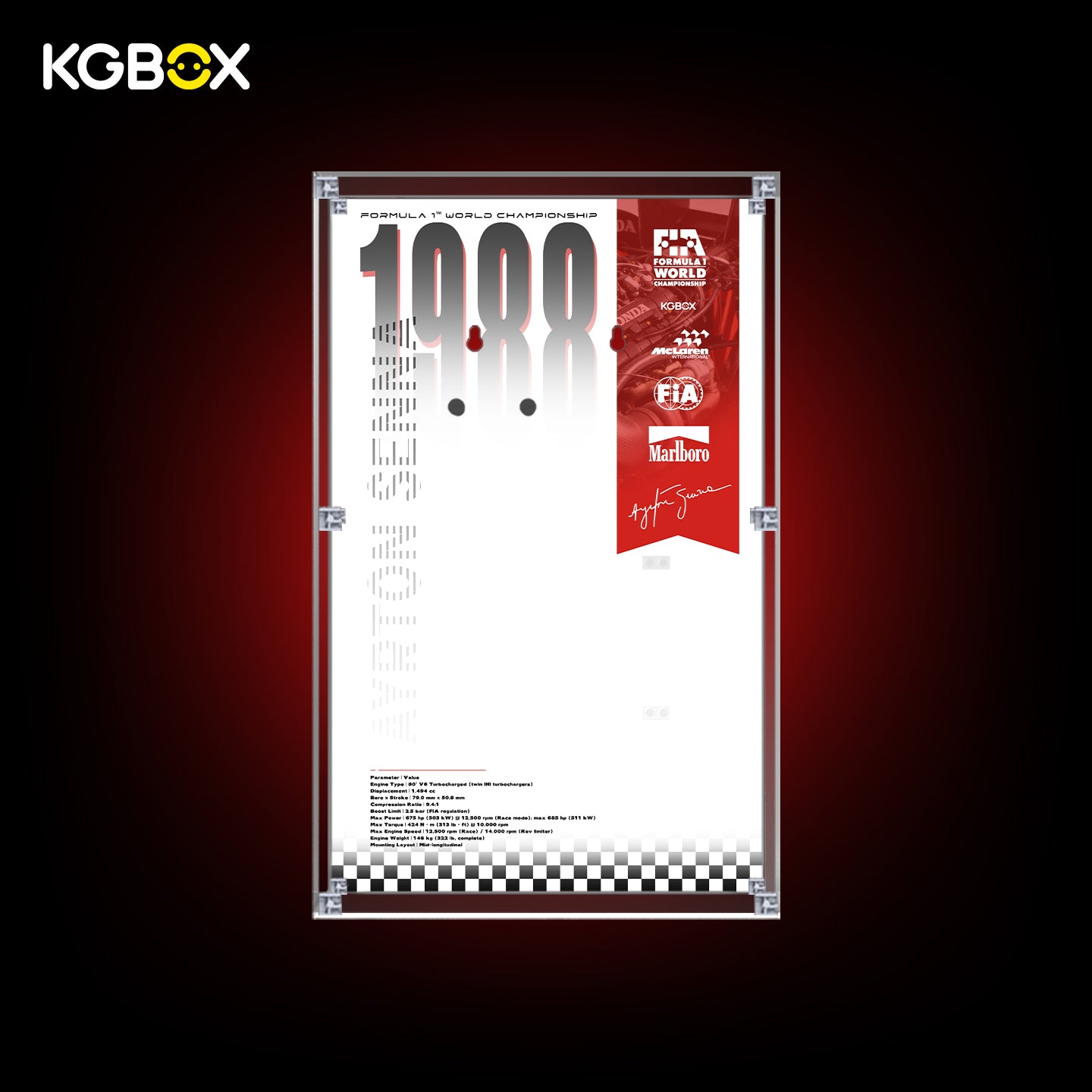 Display Case for LEGO McLaren MP44 & Ayrton Senna (10330) Icons Series