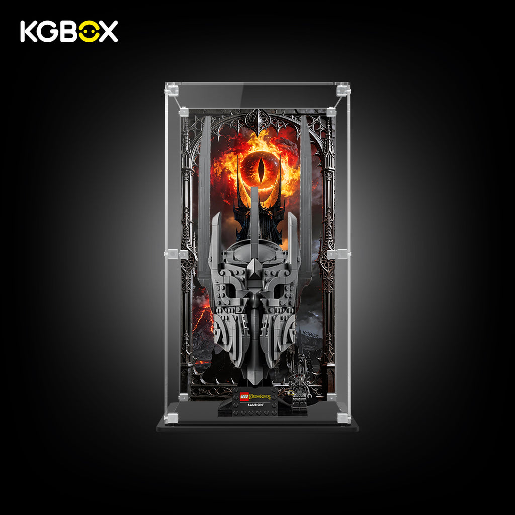 11373 LEGO The Lord of the Rings Sauron's Helmet Icons Acrylic Display Case with Printed Background 2
