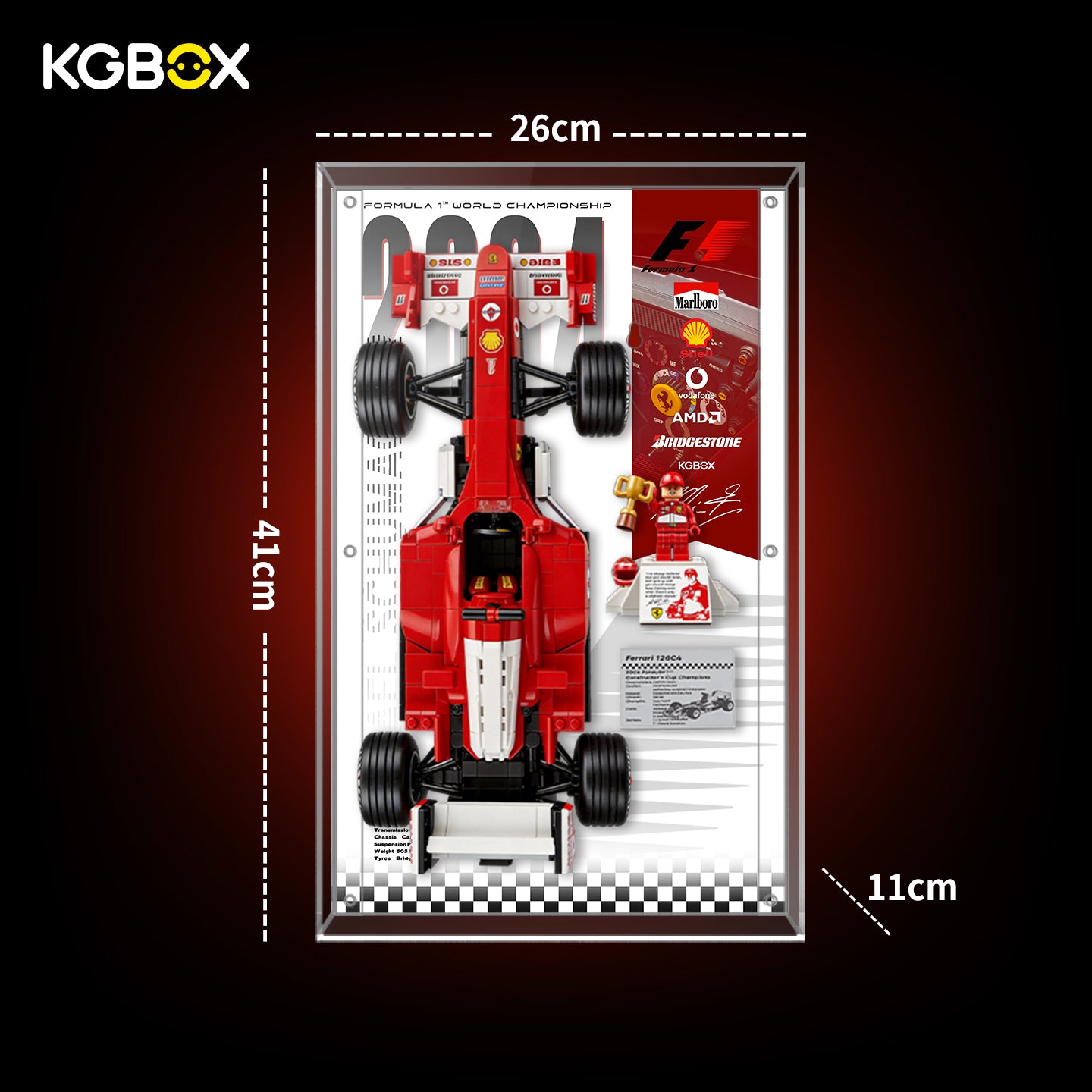 Display Case for LEGO Ferrari F2004 & Michael Schumacher (11375) Icons Series