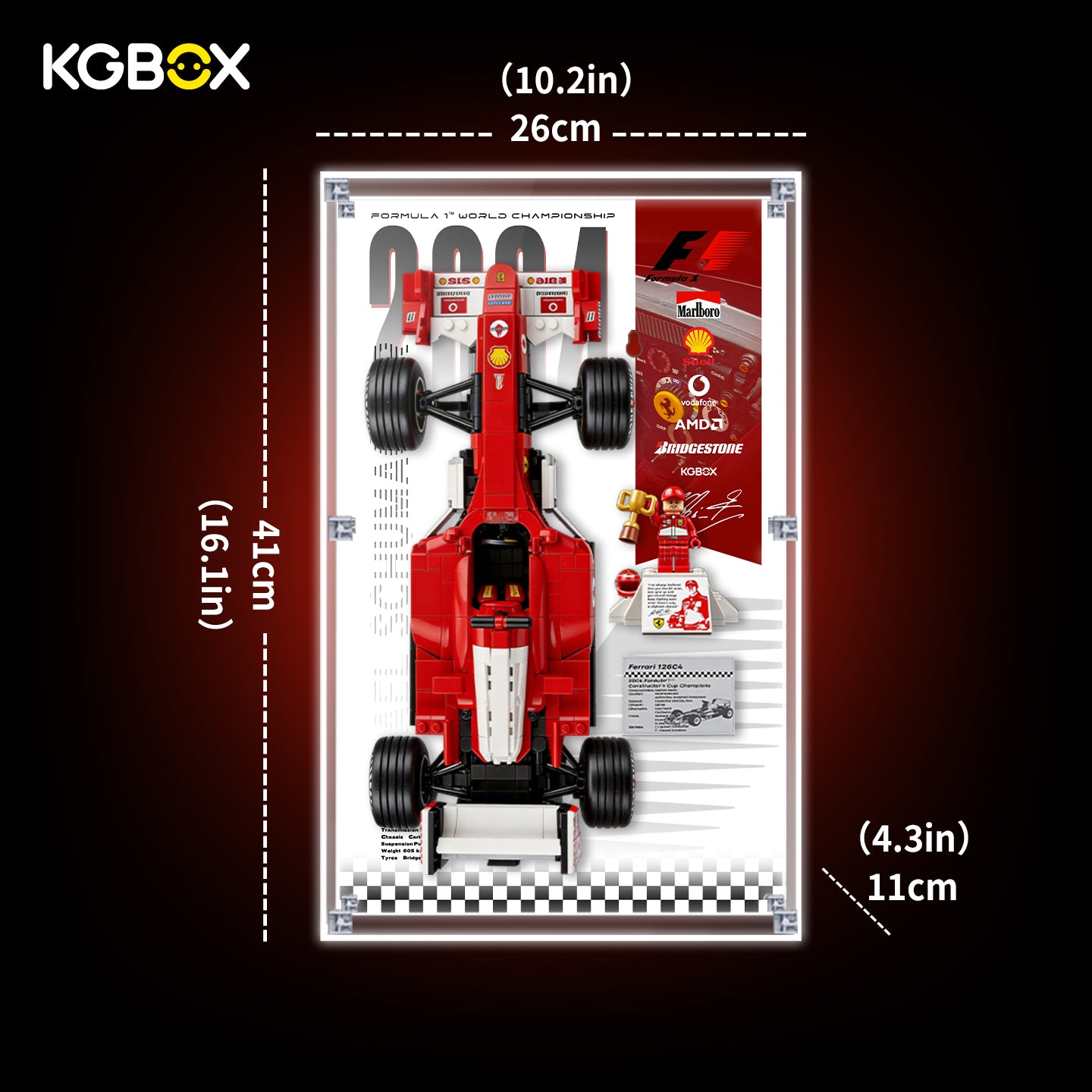 Display Case for LEGO Ferrari F2004 & Michael Schumacher (11375) Icons Series