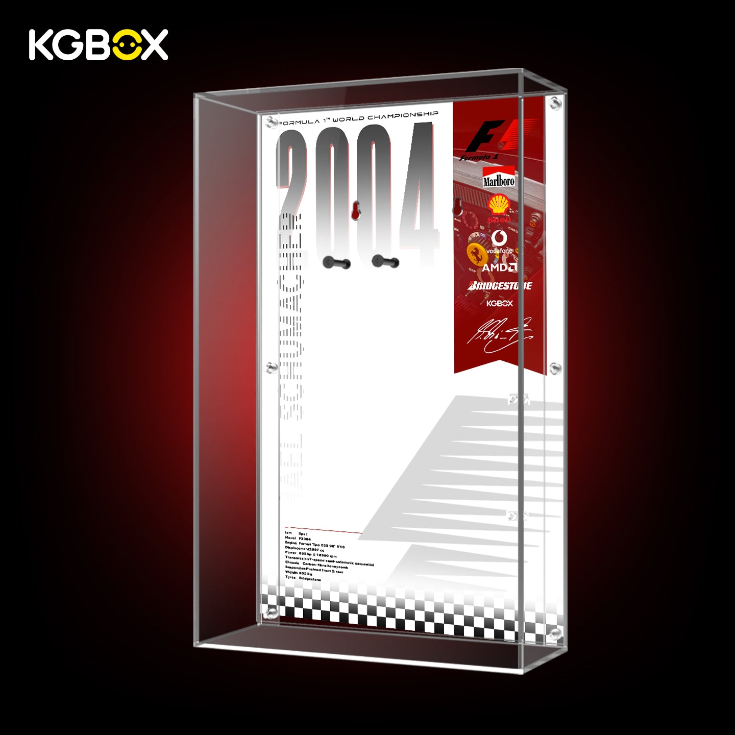 11375 LEGO Ferrari F2004 Michael Schumacher Icons Acrylic Display Case with Printed Background 1