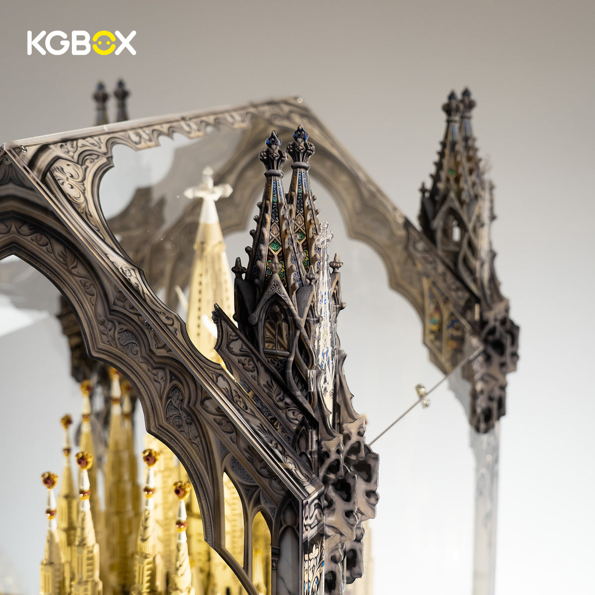 Display Case For LEGO 21065 Sagrada Familia – Cathedral Sliding Base & Prismatic Laser-Engraved Cases | KGBOX