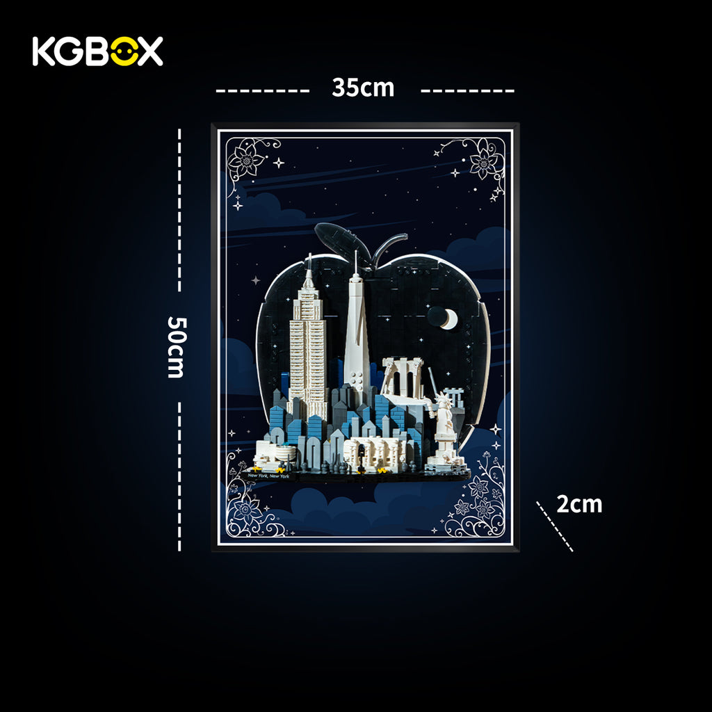 KGBOX Frame for LEGO 21066 New York City The Big Apple - LED & UV Print