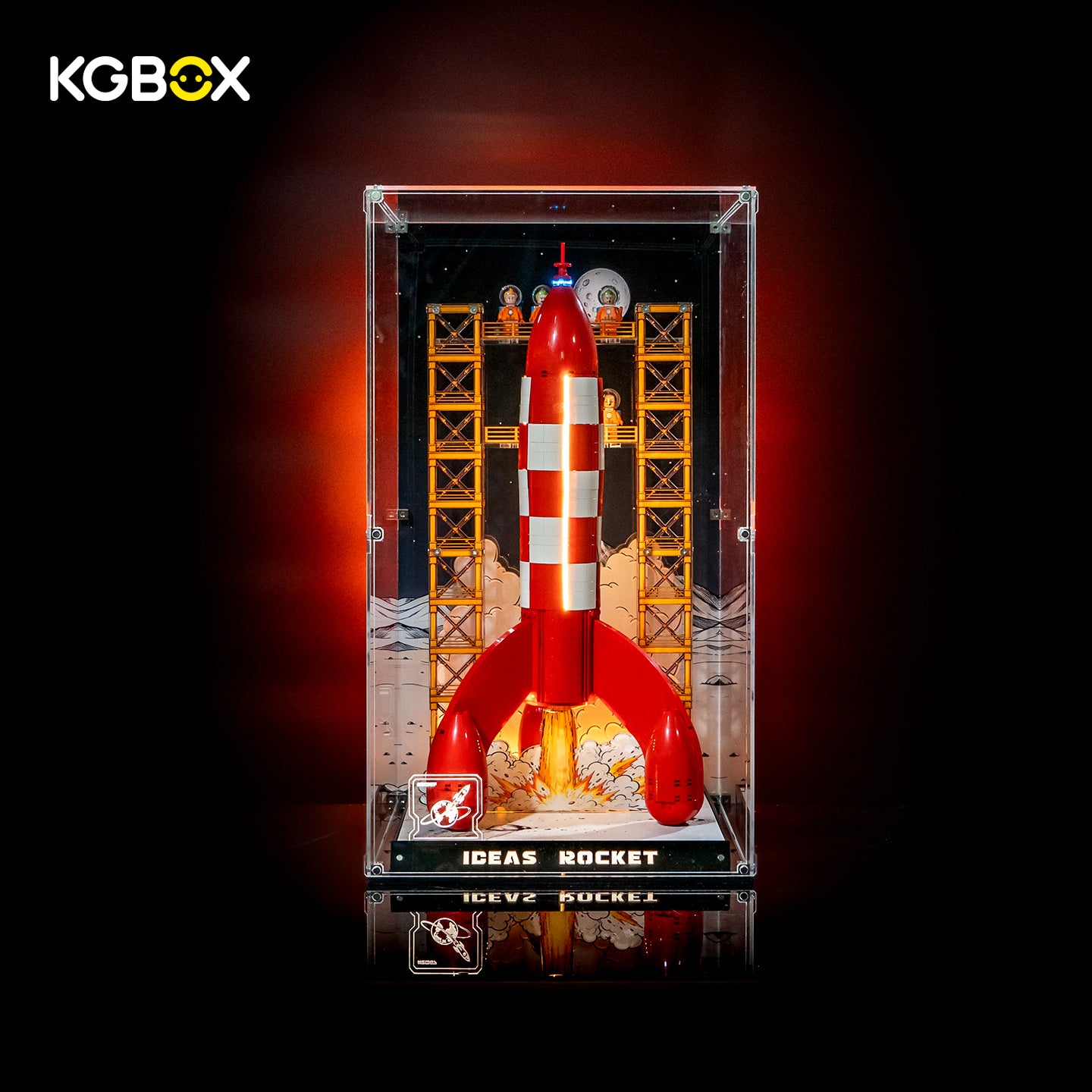 LED Display Case For LEGO 21367 Tintin Moon Rocket