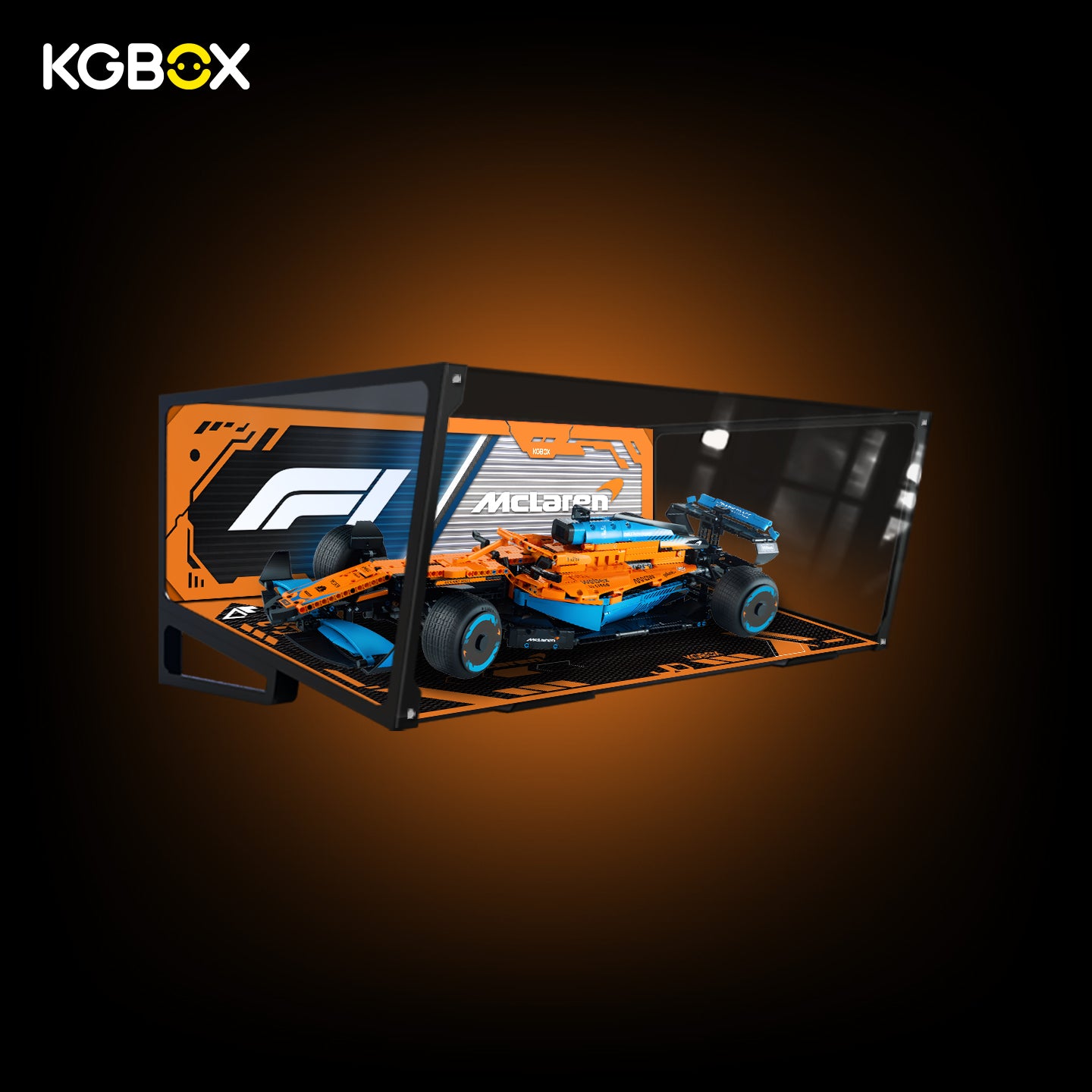 42141 LEGO McLaren Formula 1 Race Car Technic Acrylic Display Case with Printed Background 13