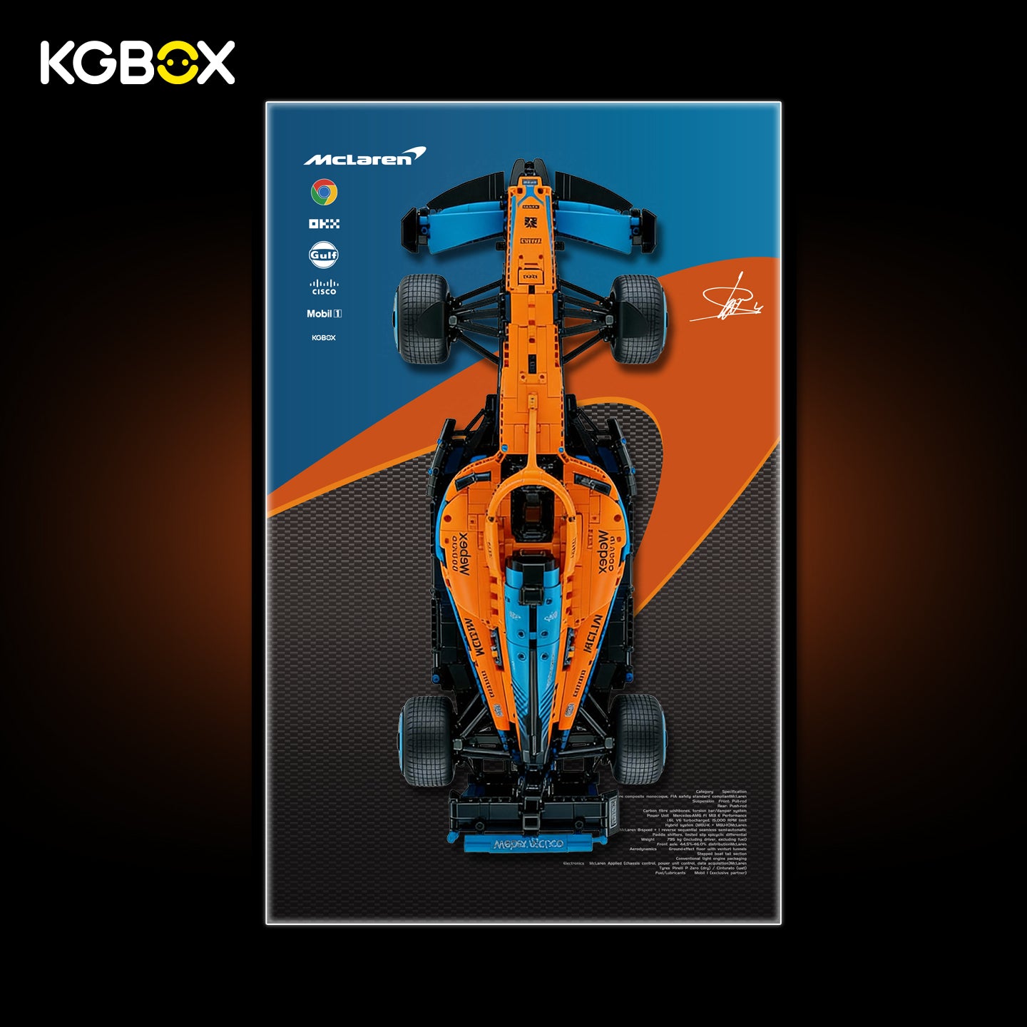 42141 LEGO McLaren Formula 1 Race Car Technic Display Frame with LED Lights and Printed Background 1