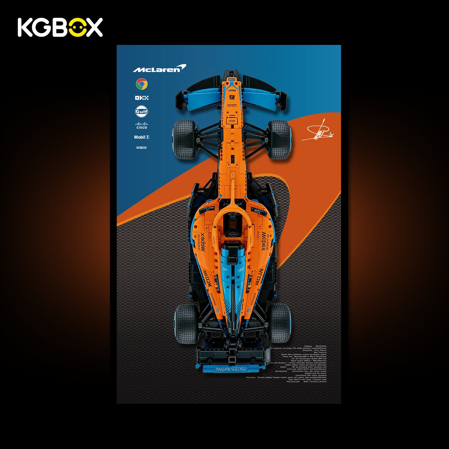 42141 LEGO McLaren Formula 1 Race Car Technic Display Frame with Printed Background 2