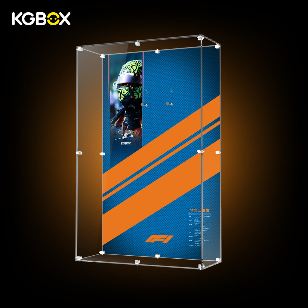 42141 LEGO McLaren Formula 1 Race Car Technic Wall Mounted Acrylic Display Case with Printed Background 4