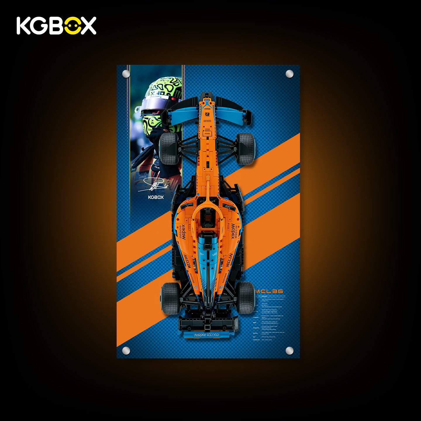 42141 LEGO McLaren Formula 1 Race Car Technic Wall Mounted Display Panel with Printed Background 1