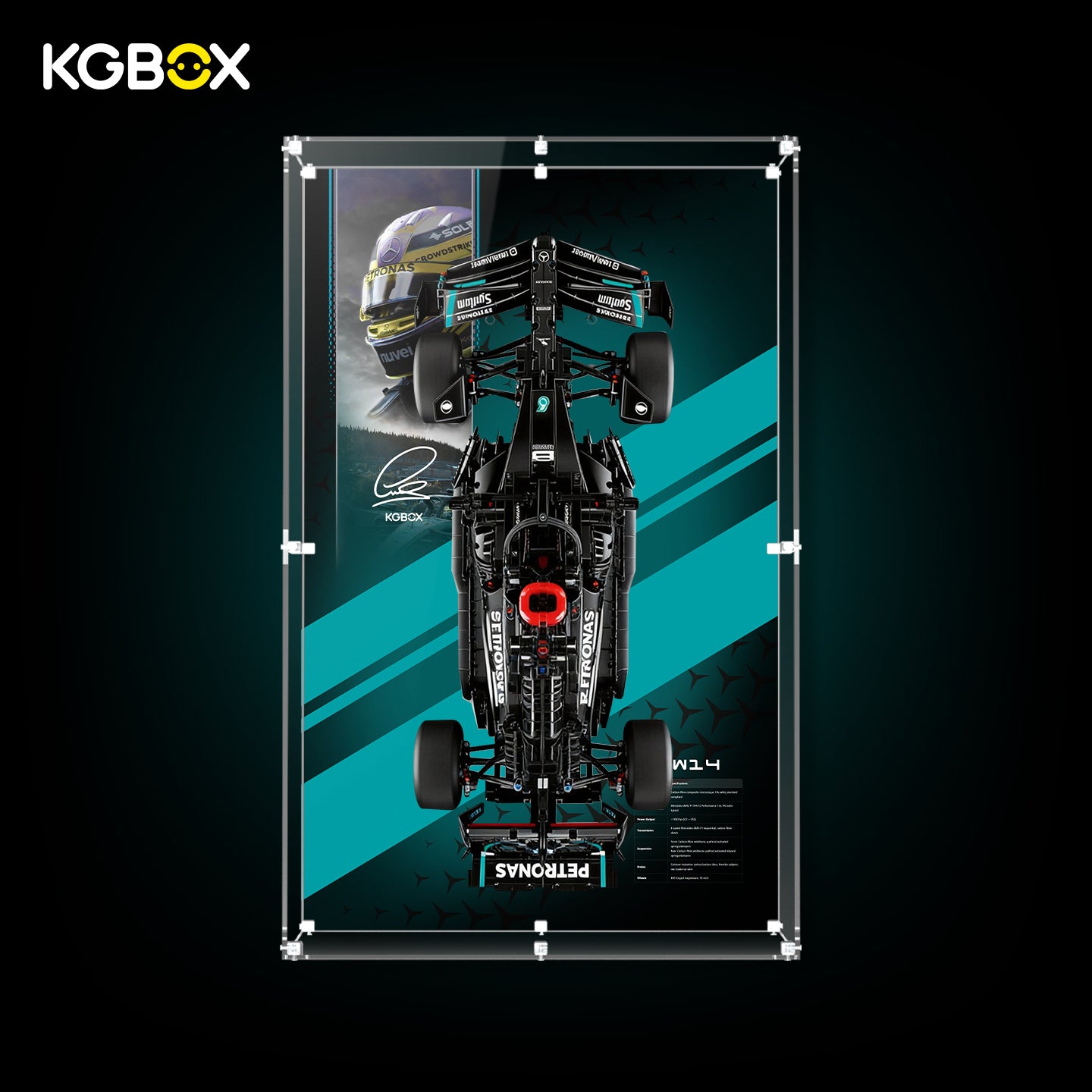 42171 LEGO Mercedes-AMG F1 W14 E Performance Technic Acrylic Display Case with Printed Background 2