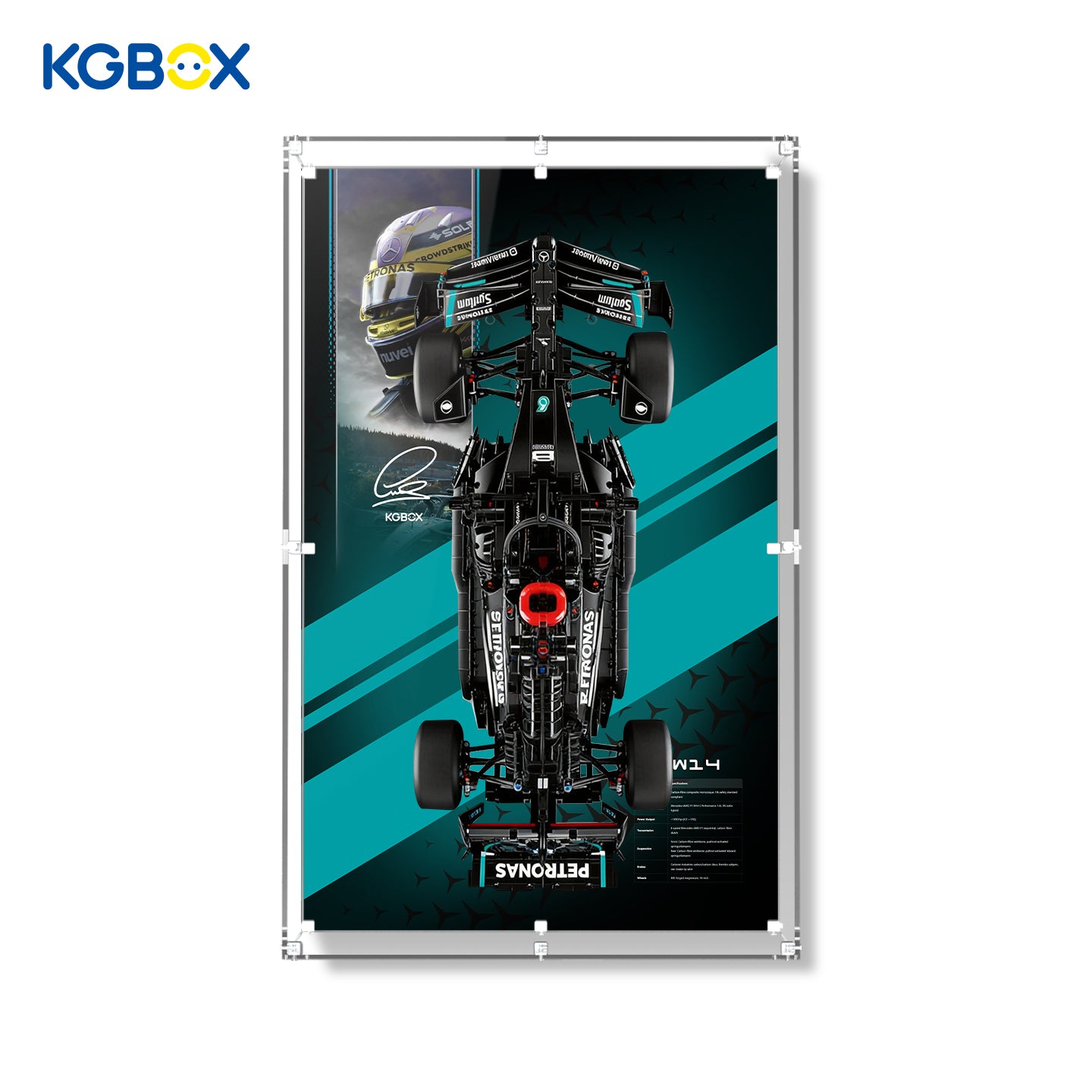 42171 LEGO Mercedes-AMG F1 W14 E Performance Technic Acrylic Display Case with Printed Background 3
