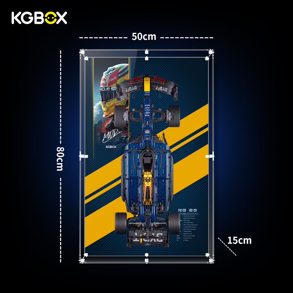 Wall-Mounted Display Case for LEGO Oracle Red Bull Racing RB20 F1 Car (42206) Technic Series