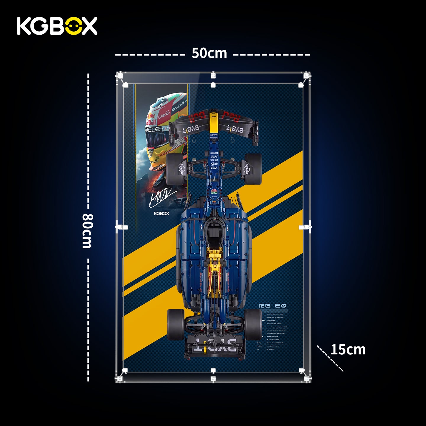 Wall-Mounted Display Case for LEGO Oracle Red Bull Racing RB20 F1 Car (42206) Technic Series