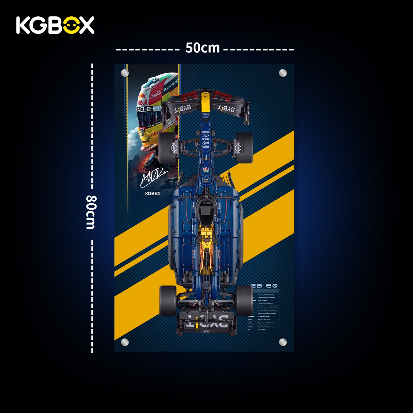 Wall-Mounted Display Case for LEGO Oracle Red Bull Racing RB20 F1 Car (42206) Technic Series