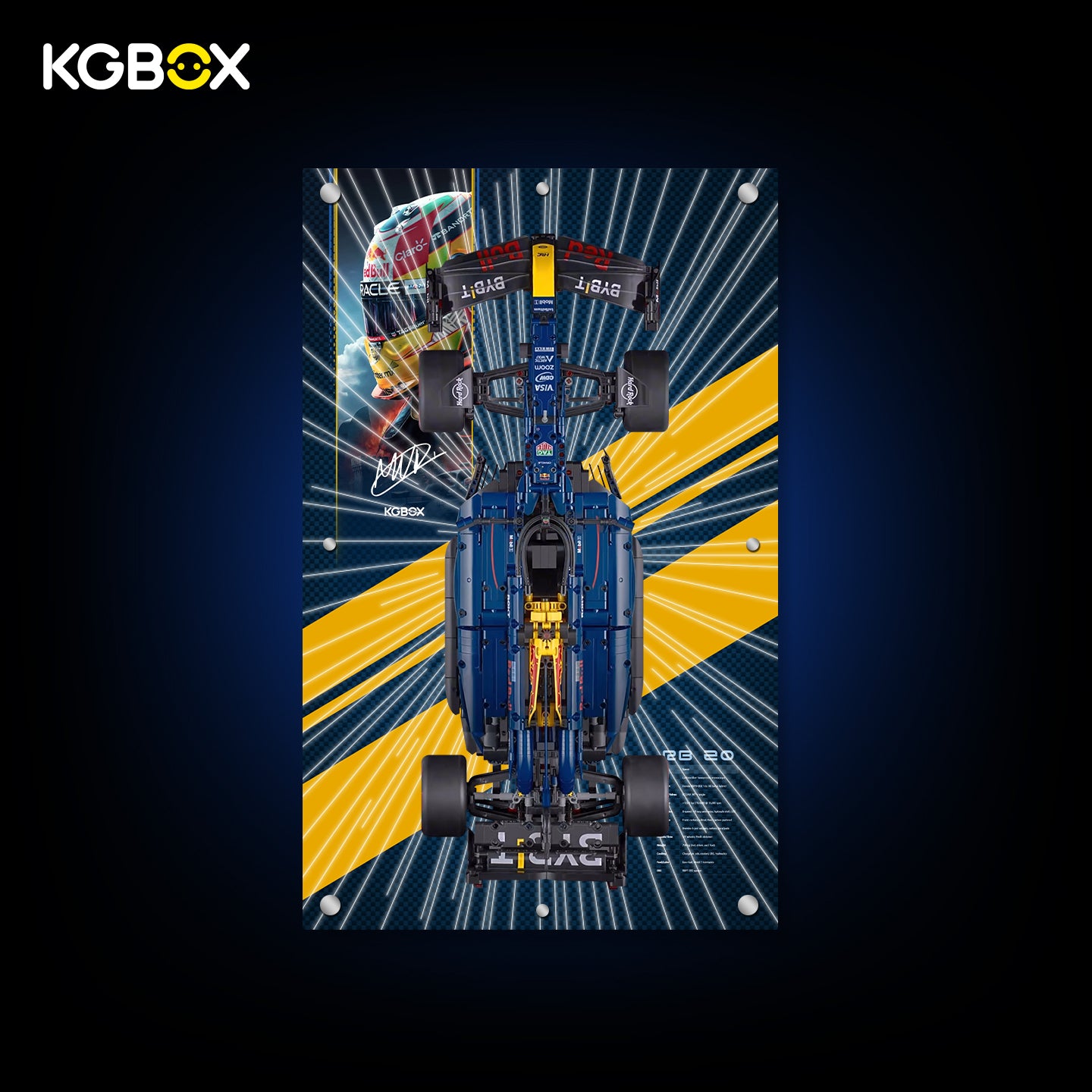42206 LEGO Oracle Red Bull Racing RB20 F1 Car Technic Display Panel with Laser LED Light and Printed Background 26