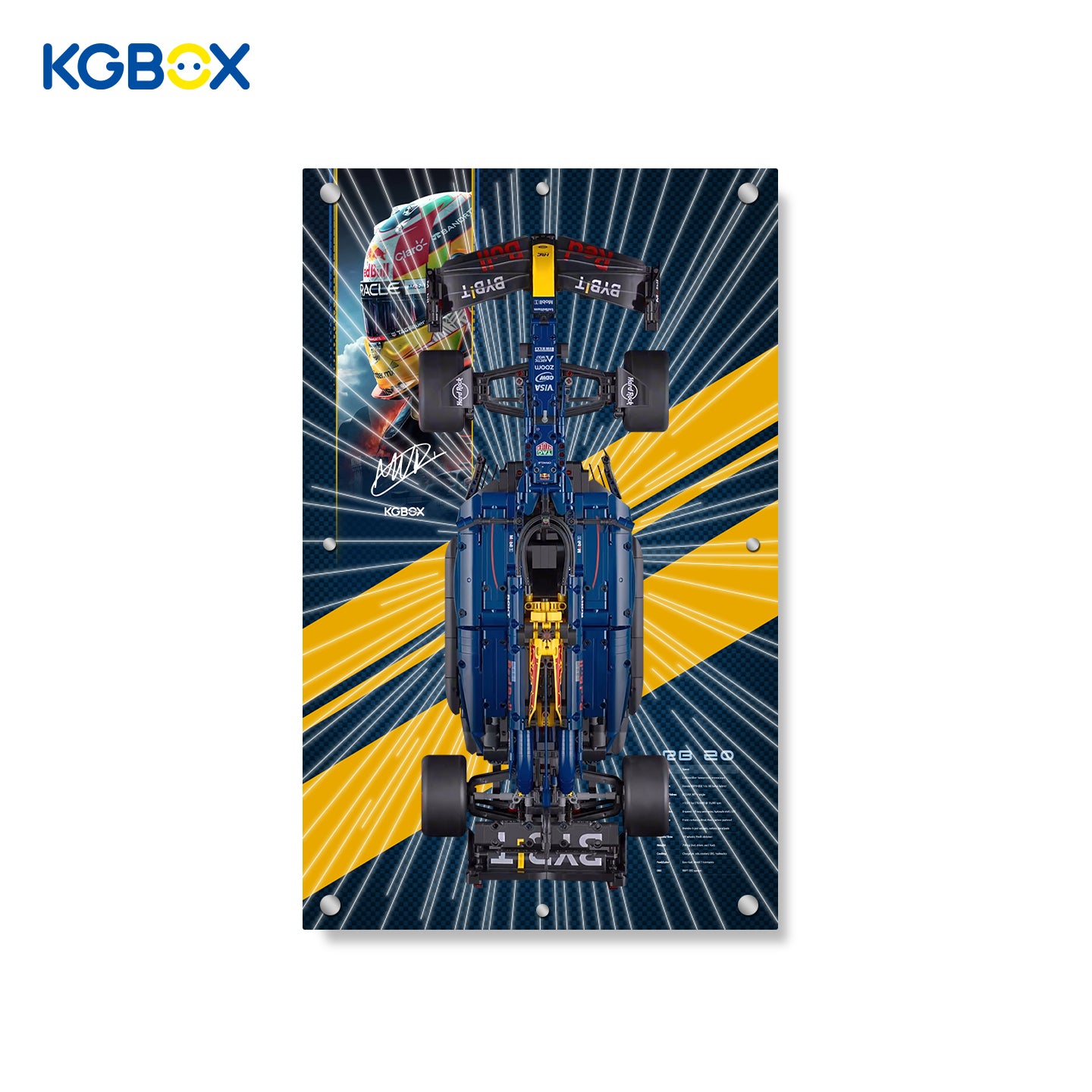 42206 LEGO Oracle Red Bull Racing RB20 F1 Car Technic Display Panel with Laser LED Light and Printed Background 27