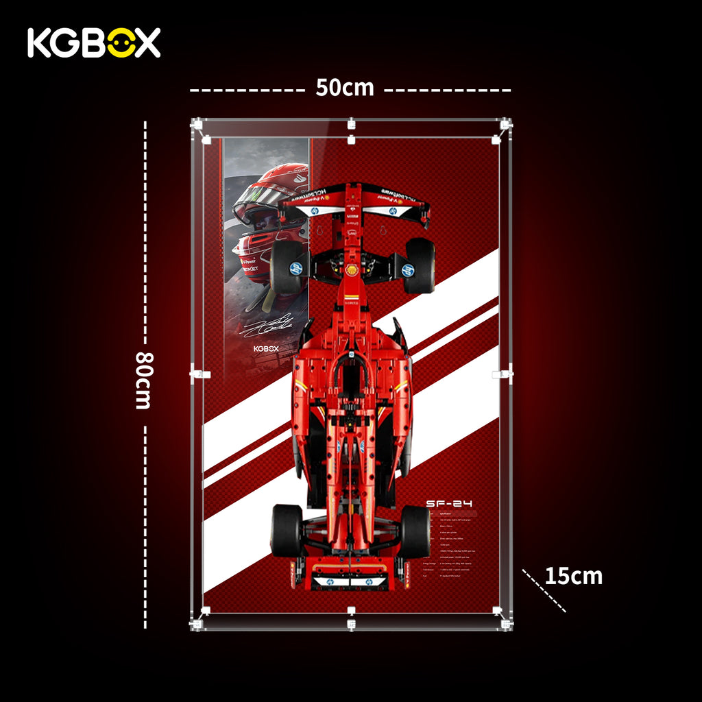 42207 LEGO Ferrari SF-24 F1 Car Technic Acrylic Display with Printed Background Size Guide