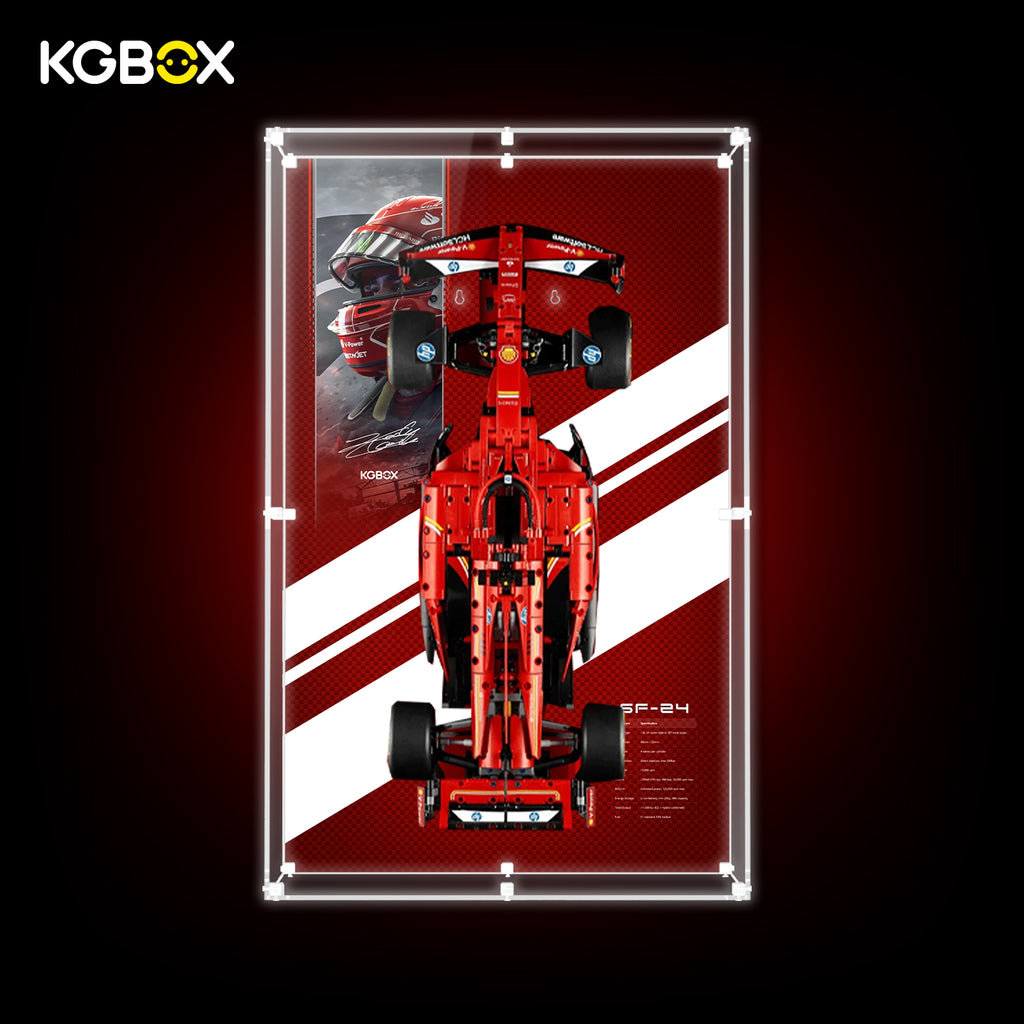 42207 LEGO Ferrari SF-24 F1 Car Technic Acrylic Display with Printed Background and LED Lights 1