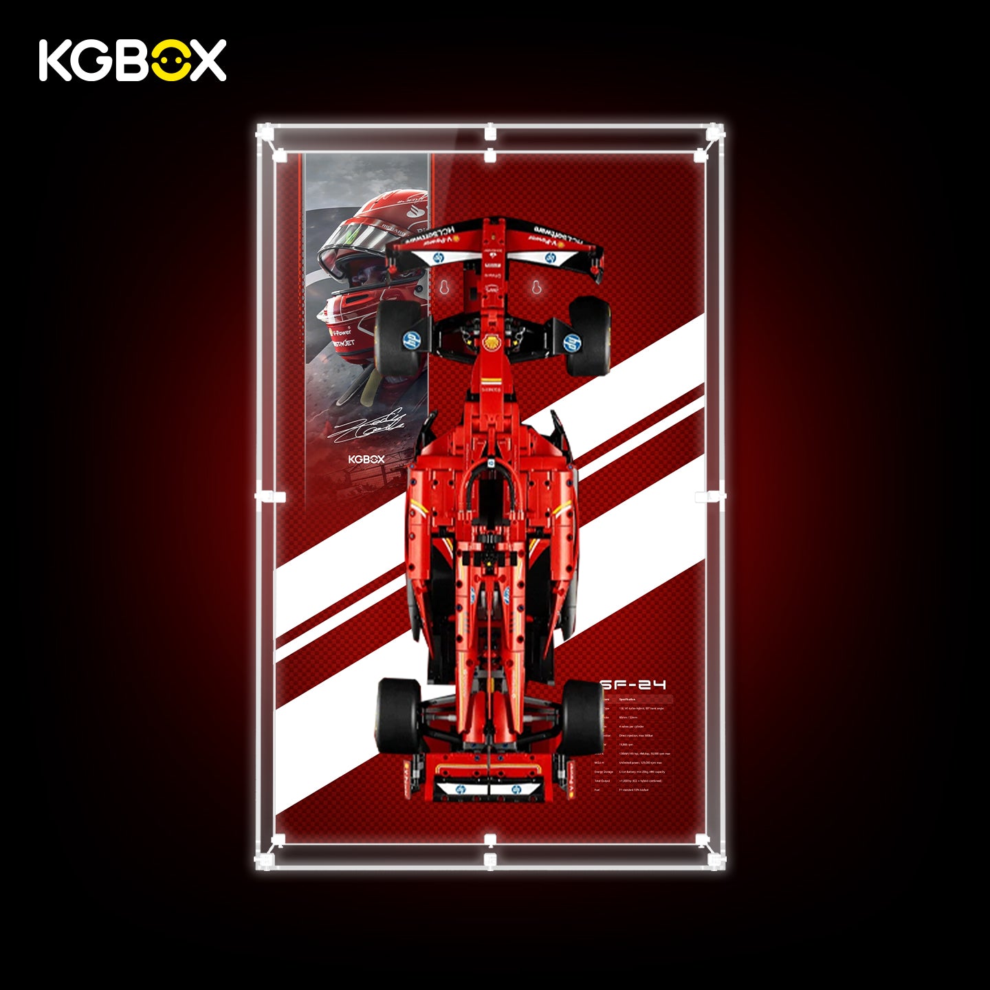 42207 LEGO Ferrari SF-24 F1 Car Technic Acrylic Display with Printed Background and LED Lights 1