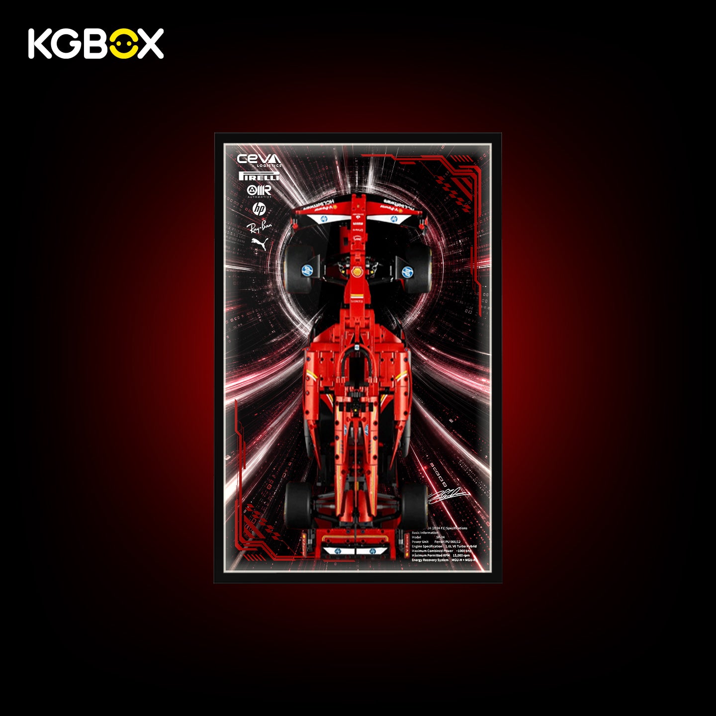 KGBOX Frame for LEGO 42207 Ferrari SF-24 F1 Car - LED & UV Print