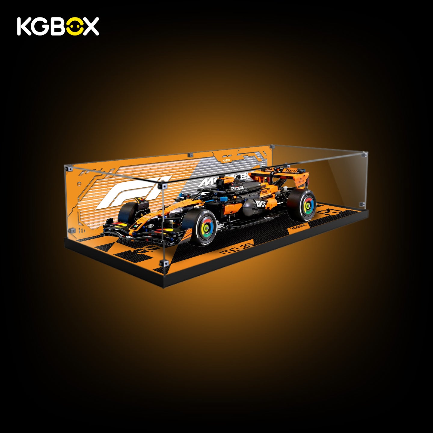 42228 LEGO McLaren MCL39 F1 Car Technic Acrylic Display Case with LED Lights and Printed Background 11