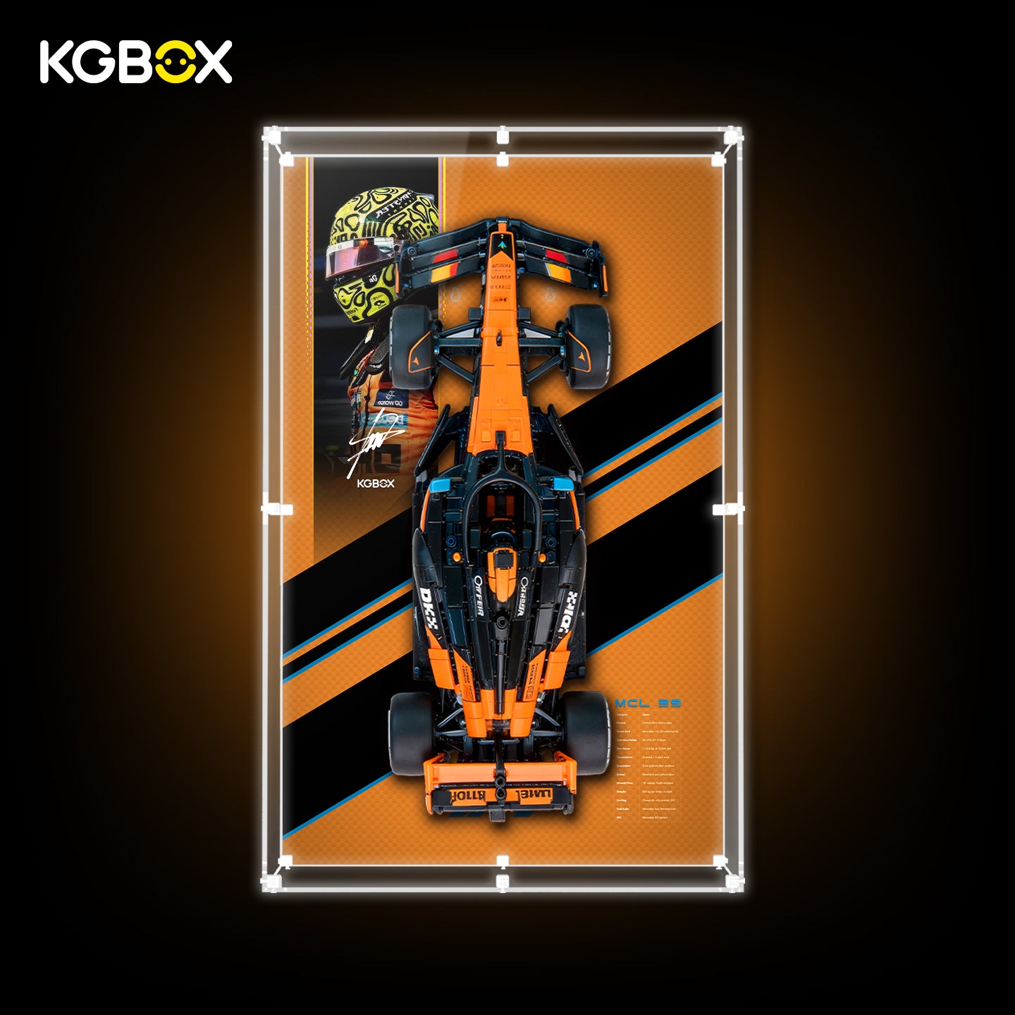 42228 LEGO McLaren MCL39 F1 Car Technic Acrylic Display Case with Printed Background and LED Lights 2