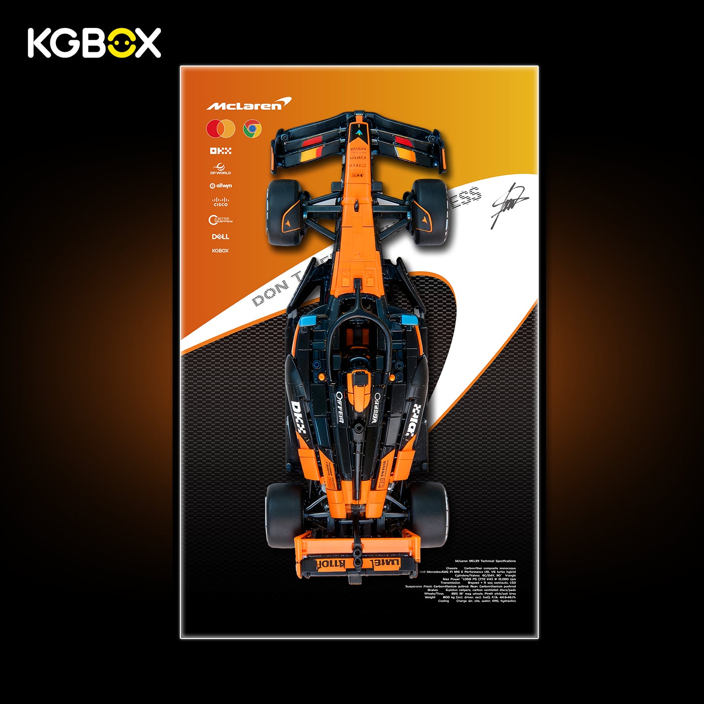 42228 LEGO McLaren MCL39 F1 Car Technic Display Frame with LED Lights and Printed Background