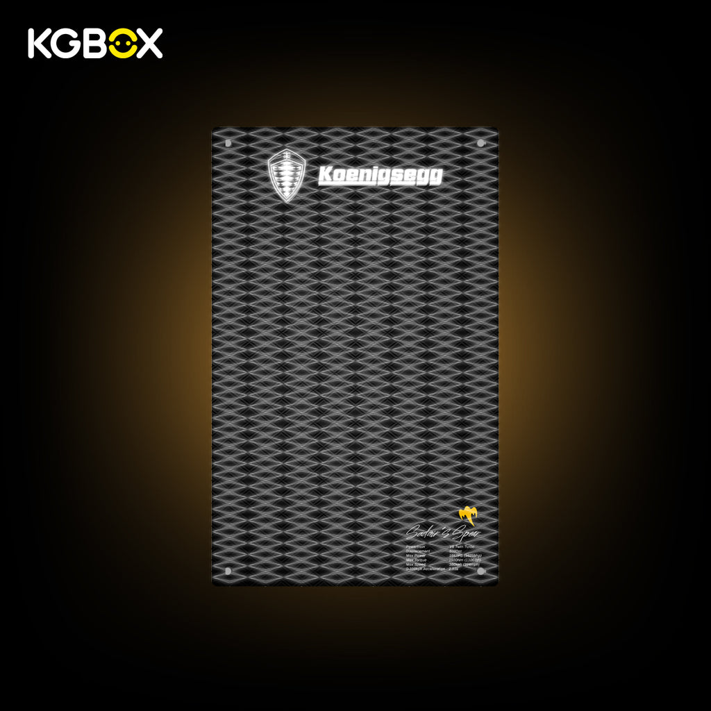 Blank laser engraved LED wall hanging backboard without acrylic case, custom fit LEGO 42232 Koenigsegg Technic hypercar