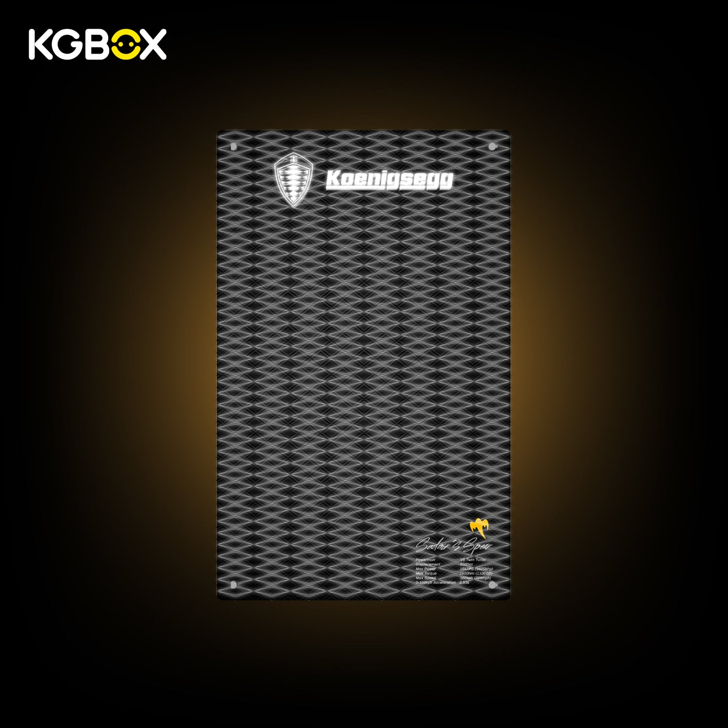 Blank laser engraved LED wall hanging backboard without acrylic case, custom fit LEGO 42232 Koenigsegg Technic hypercar