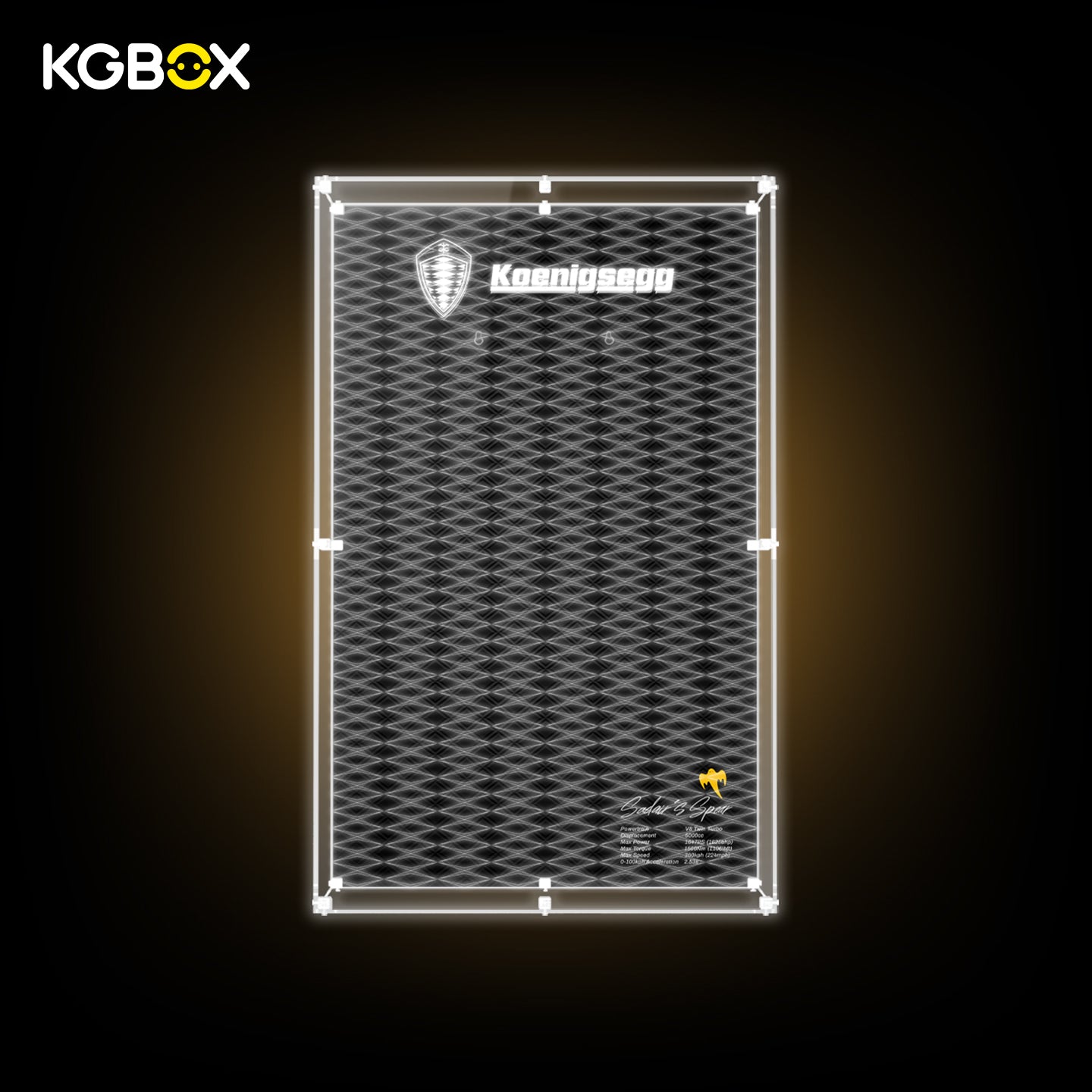 Empty full dustproof laser LED acrylic display enclosure 50×80×15cm tailored for LEGO 42232 Koenigsegg Megacar