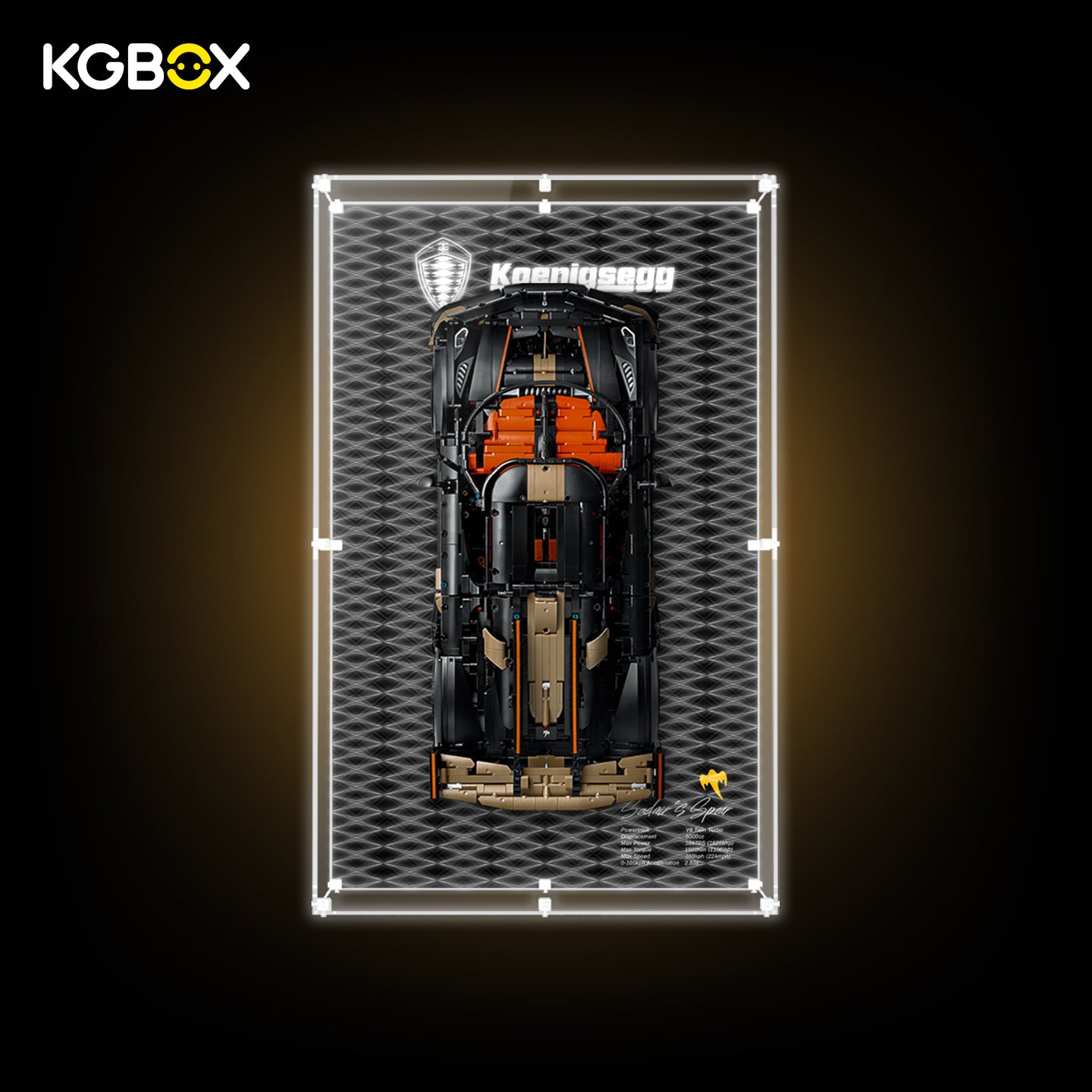 Wall Mounted Display Case for LEGO 42232 Koenigsegg Sadair's Spear