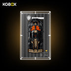 KGBOX laser engraved LED lighted display case for LEGO 42232 Koenigsegg Sadair's Spear, glowing racing pattern backboard with hypercar inside