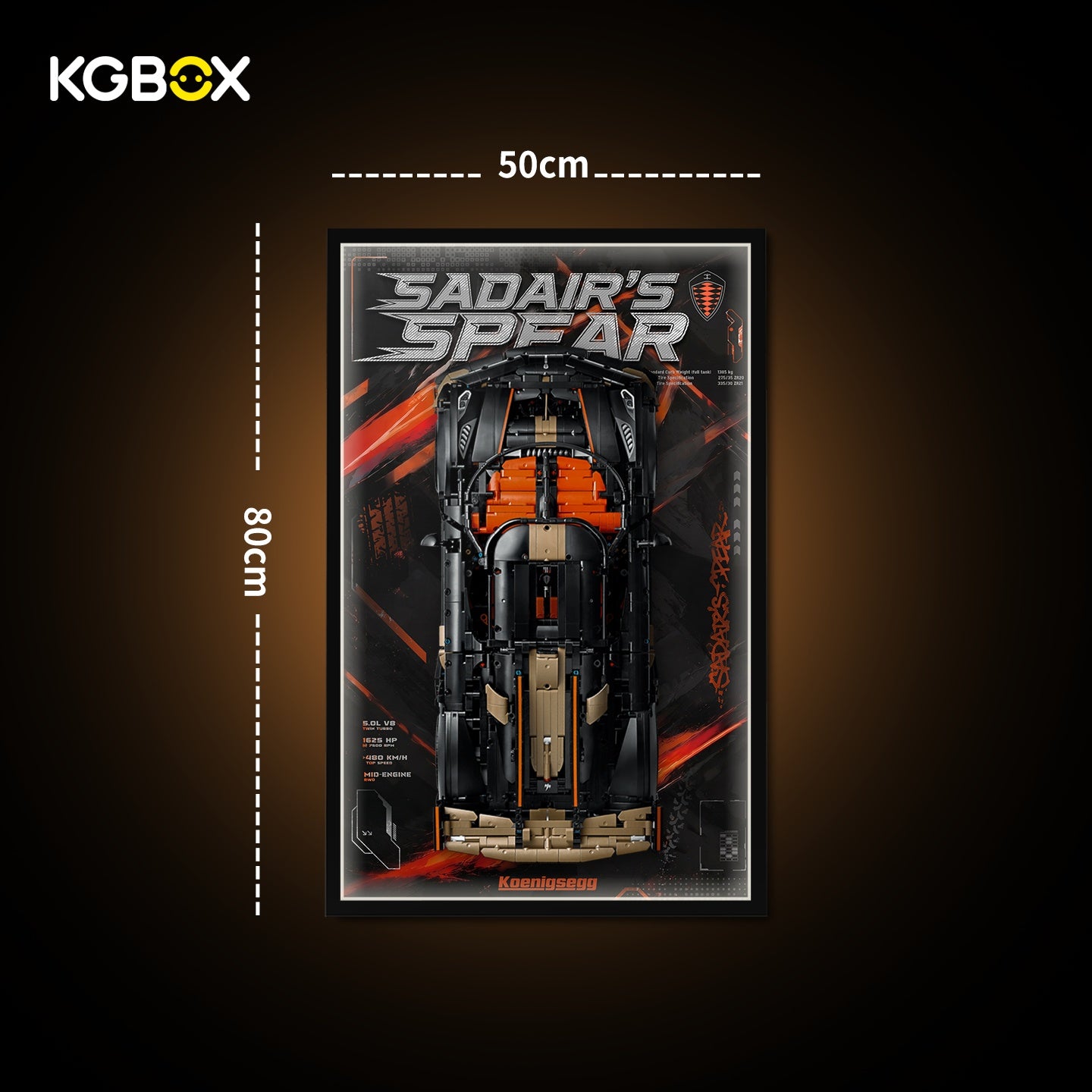 KGBOX Frame for LEGO 42232 Koenigsegg Sadair's Spear Megacar - LED & UV Print