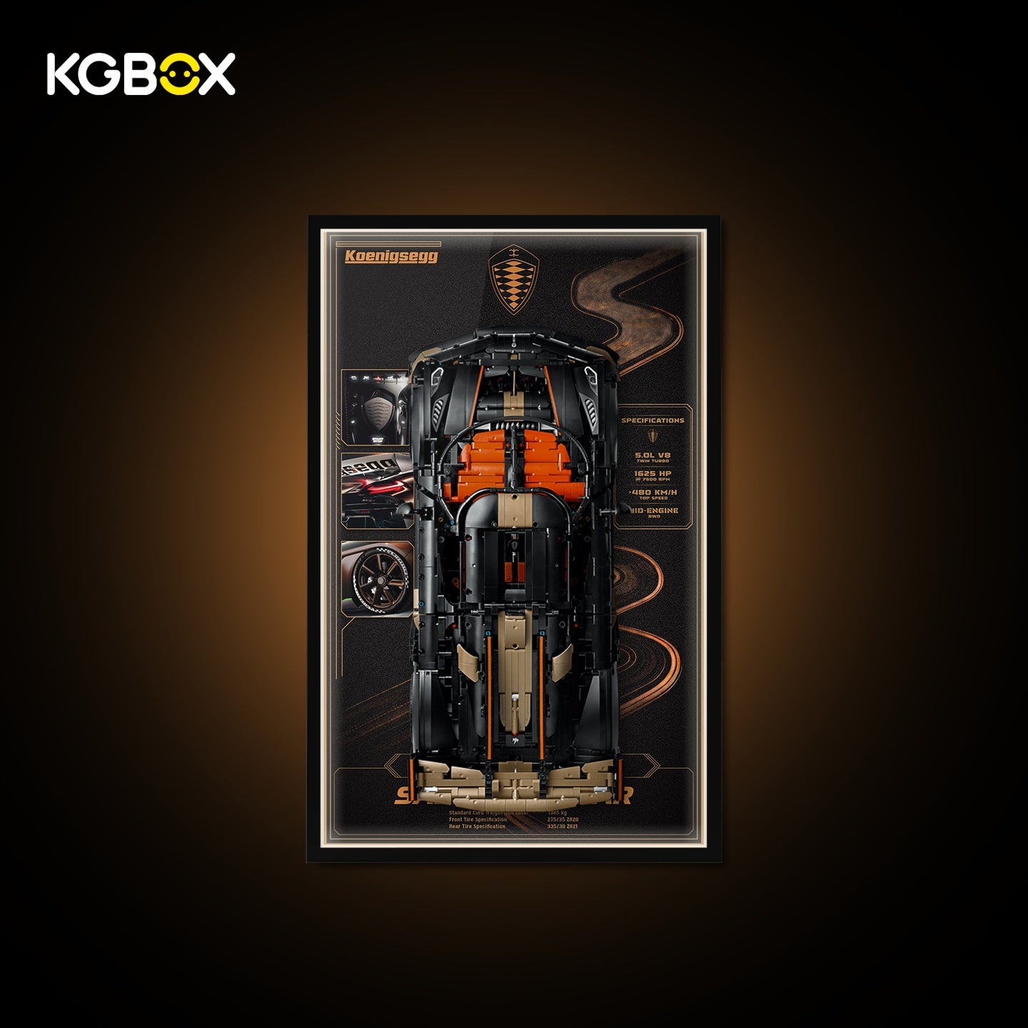 KGBOX Frame for LEGO 42232 Koenigsegg Sadair's Spear Megacar - LED & UV Print