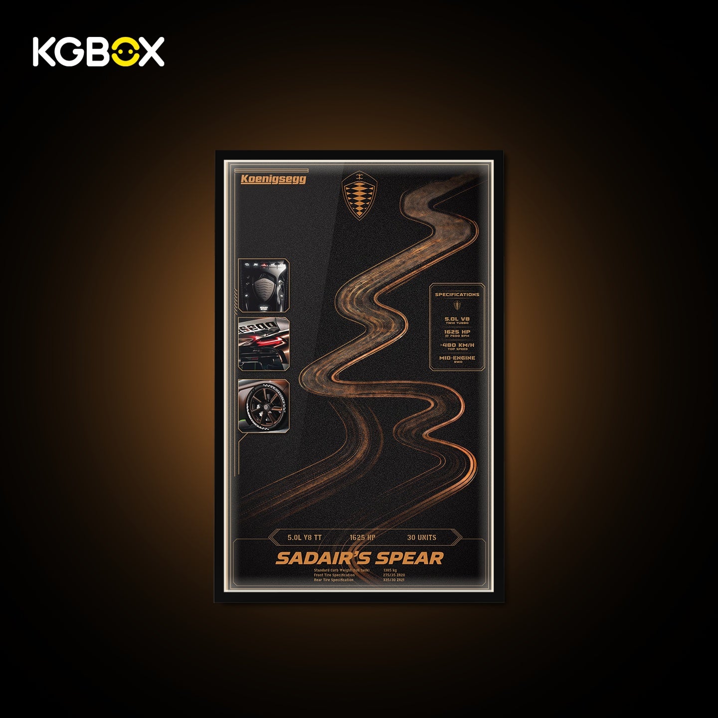 KGBOX Frame for LEGO 42232 Koenigsegg Sadair's Spear Megacar - LED & UV Print