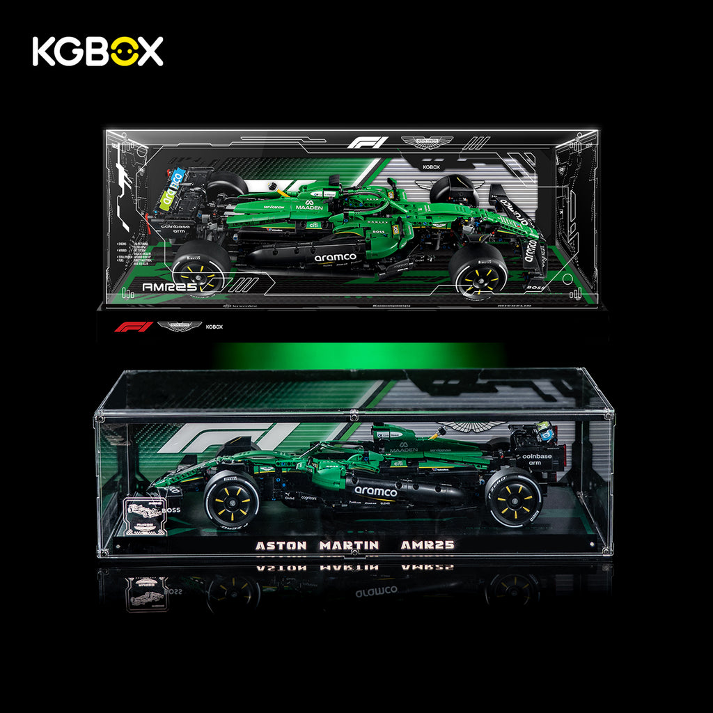 KGBOX Premium Display for LEGO 42240 Aston Martin Aramco AMR25 F1 Car - LED & UV Print