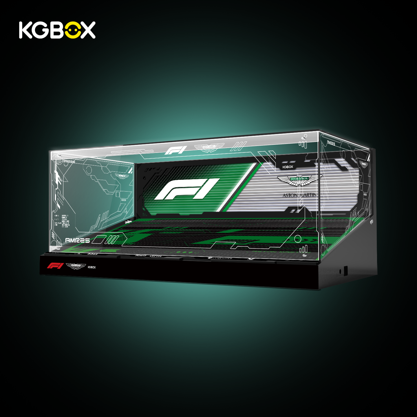 KGBOX Premium Display for LEGO 42240 Aston Martin Aramco AMR25 F1 Car - LED & UV Print