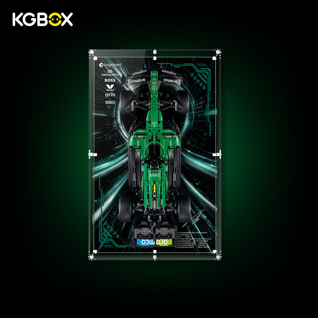 KGBOX Wall Mounted Display Case for LEGO 42240 Aston Martin Aramco AMR25 F1 Car
