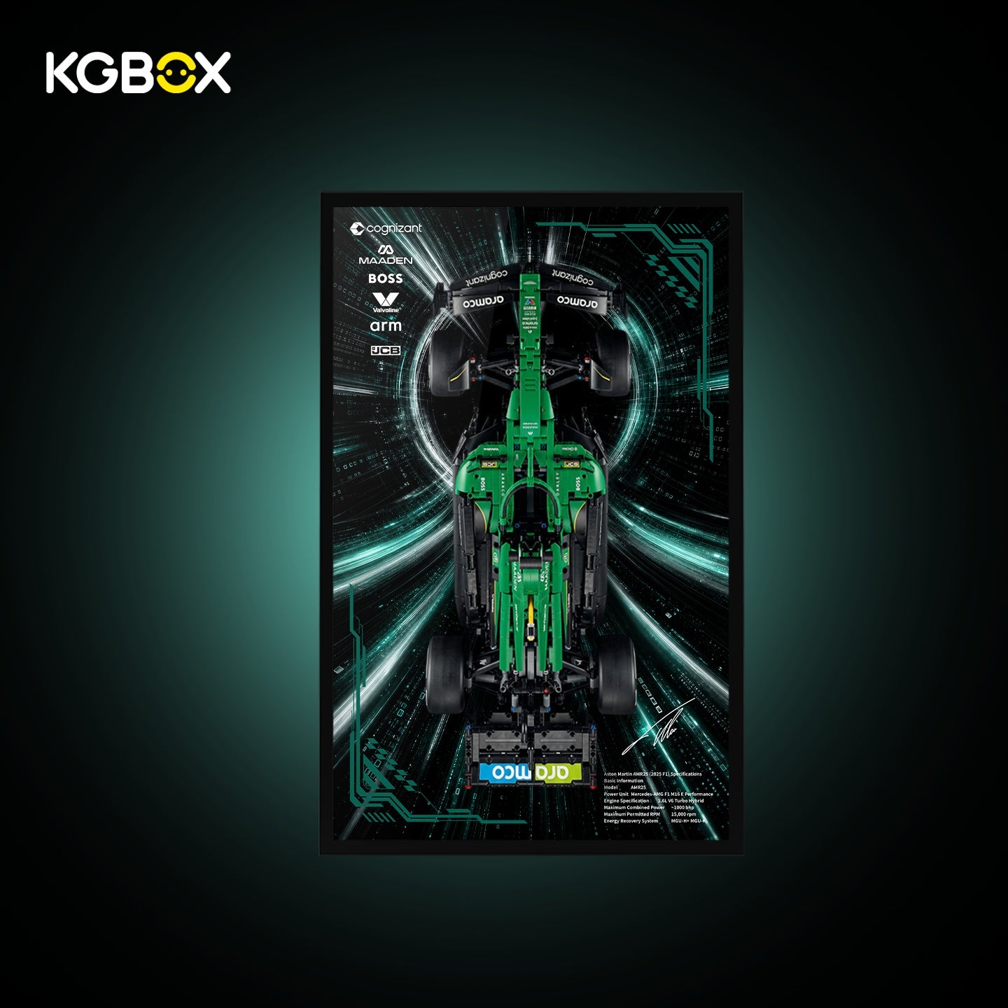 KGBOX Frame for LEGO 42240 Aston Martin Aramco AMR25 F1 Car - LED & UV Print