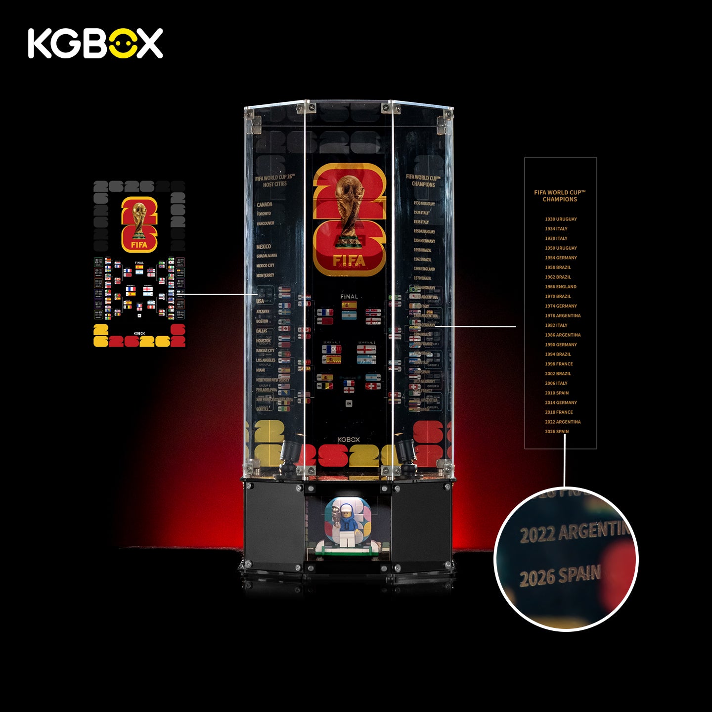 2026 LEGO FIFA World Cup Official Trophy - LED & UV Printing LEGO 43020 | KGBOX Premium Display Case