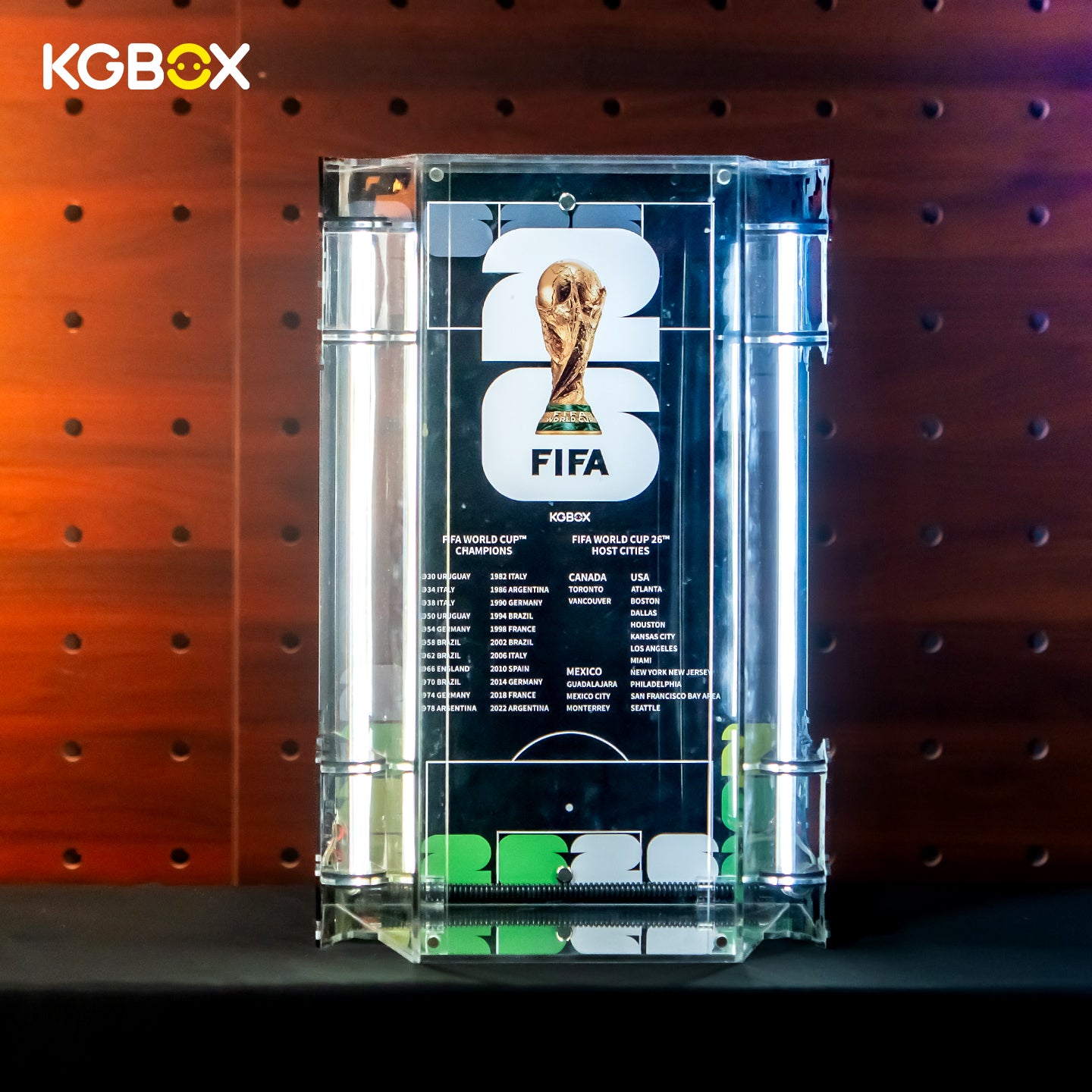 43020 LEGO FIFA World Cup Official Trophy Editions Acrylic Display Case with LED Lights and Printed Background 3