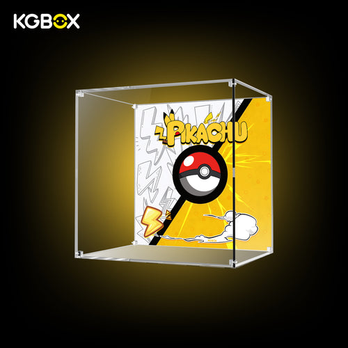 LEGO 72152 Pikachu and Poké Ball display case with UV print, front view – KGBOX