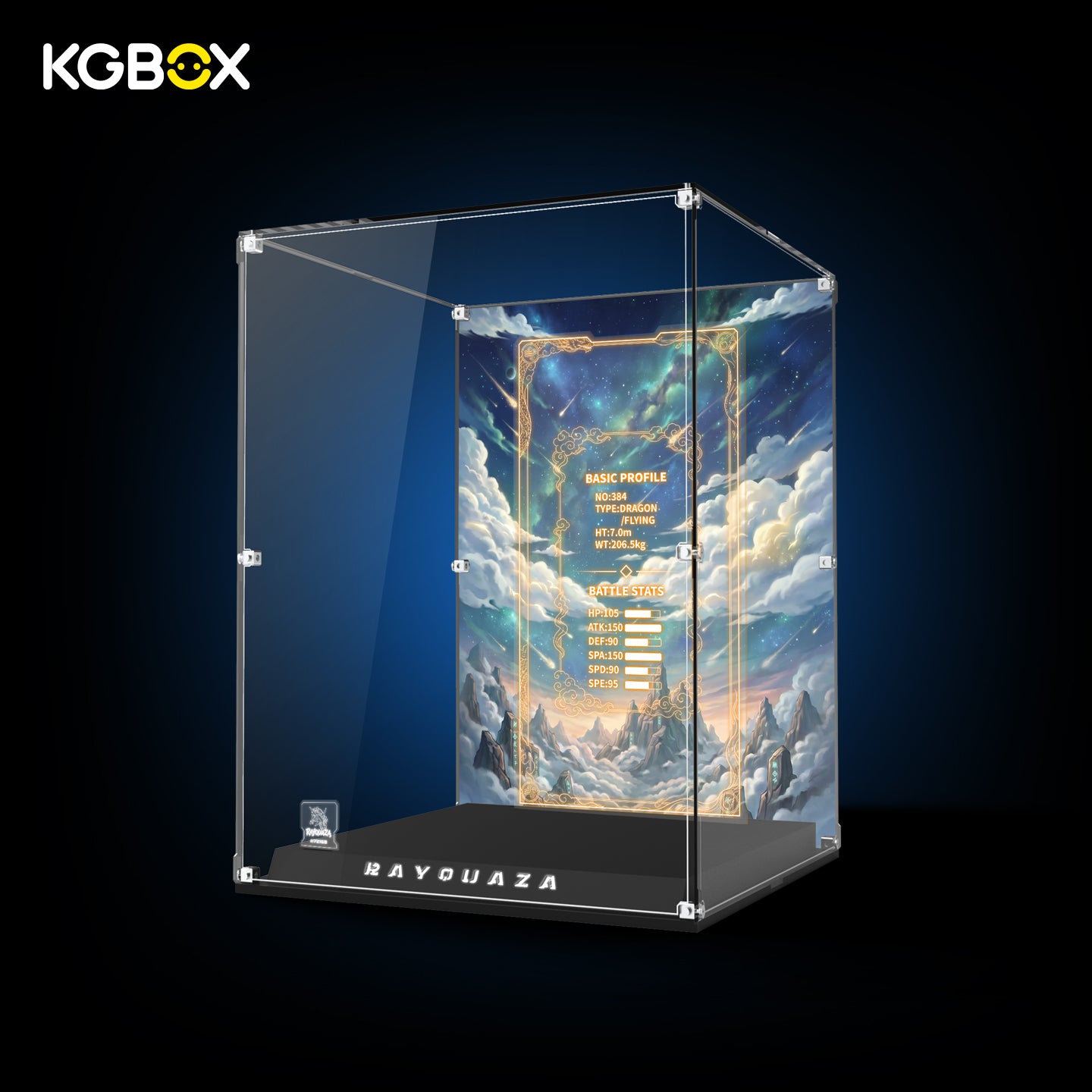 Display Case for LEGO 72168  Pokemon Rayquaza - Light-Up Logo, UV-Printed | KGBOX Case