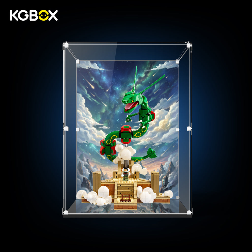 Display Case for LEGO 72168  Pokemon Rayquaza - Light-Up Logo, UV-Printed | KGBOX Case