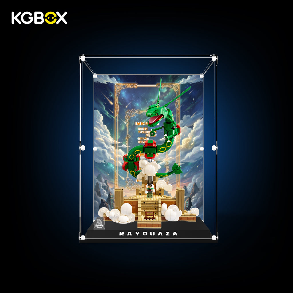 Display Case for LEGO 72168  Pokemon Rayquaza - Light-Up Logo, UV-Printed | KGBOX Case