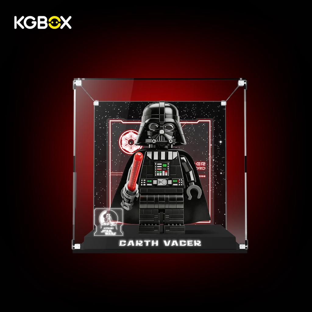KGBOX Premium Display Case for LEGO 75461 Up-Scaled Darth Vader Minifigure - LED & UV Print